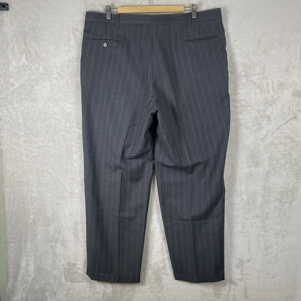 Vtg 50s Style Drop Loop Pleated Slacks Pants Mens 38x29 Striped Rockabilly 70s